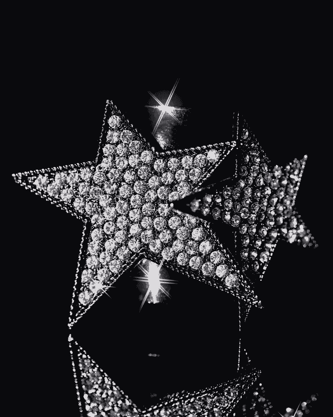 Homepage FAQ Glam Rock Crystal Star Mask Crystal star shaped glam rock mask on a black background